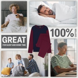 CityComfort Mens Long Pyjamas Set, Adults Teenagers Soft 2 Piece Loungewear Nightwear Cosy PJs - Gifts for Him (Burgundy/Navy, 3XL)