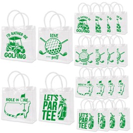 Yizeda 20Pcs Golf Party Favor Bags Plastic Golf Gift Bag with Handle for Sports Favors Golf Themed Party Decorations Birthday Goodie Gifts for Team Supplies