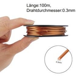 KWOKWEI Copper Wire, 0.3 mm x 100 m Enamelled Copper Wire, 99.9% Pure Copper Wire Spool, T2 Magnetic Wire for Electrical Engineering, Crafts, Welding and DIY