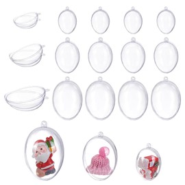 WADORN 24Pcs 3 Size Oval Clear Fillable Ornament Ball, 2.36/3.15/3.94 Inch Transparent Plastic Christmas Balls Clear Shatterproof Ornaments Bauble for Christmas Wedding Party Home Holiday Decorations