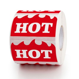 600 PCS Hot Stickers, Bright Red Hot Flame Shape Labels 2 x 1-1/5 Inch, High Contrast Fire Shaped Sticker for Restaurant, Supermarkets, Shops, Convenience Stores, Coffee Shops & Food Establishments