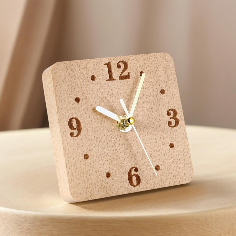 ZONJIE Wood Desk Clock - Silent Non Ticking Silent Clock,