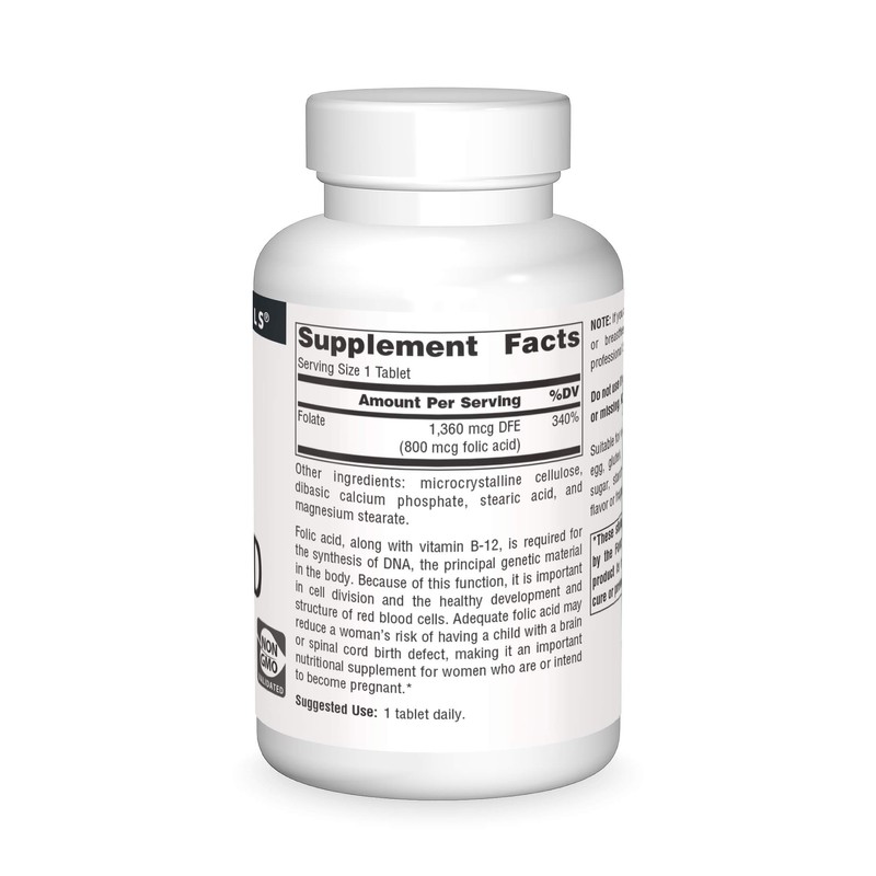 Source Naturals Folic Acid 800 mcg Dietary Supplement - 500