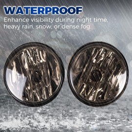 ECOTRIC Fog Lights Lamps Compatible with 2007-2013 GMC Sierra 1500 & 2007-2014 Sierra 2500HD 3500HD Replacement for 25831948, 25831949, GM2592161, GM2593161 - Smoke Lens