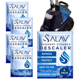 SALAV Garment Steamer Descaling Solution Decalcifier Packets for Mineral Deposits and Build-up Removal, Maintenance for Clothes, Works with all Garment Steamer Brands, Cleans Build Up, 5 packs