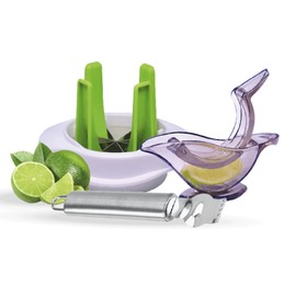 Vilud Lemon Squeezer + Cutter + Peeler, Set of 3, Ideal for drinks, cocktails or salads. Complete 3 products kit to extract juice, cut and grate your lemons, 8x6