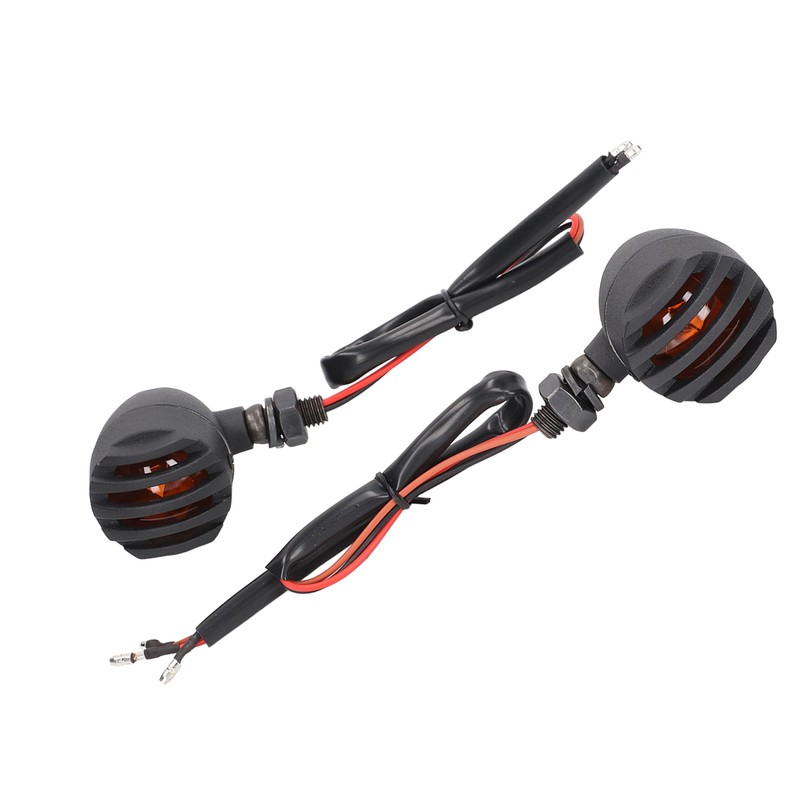 Pair Motorcycle Turn Signal Light with Grill Cover 3 Wires