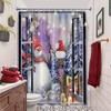 Lvetong Snowman Christmas Window Shower Curtain, Winter Scene Deer Shower