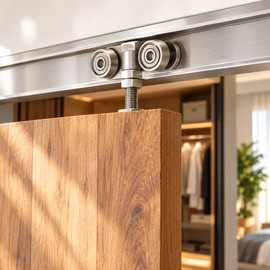 4-Wheel Sliding Door Roller for Wardrobes – Ceiling Track Trolley Hanger for Closet and Barn Door Systems