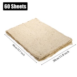 ZENFUN 60 Sheets Mulberry Paper, Handmade Paper Sheets for Crafts, 12" x 16" Natural Fiber Texture Paper, Chinese Style Handmade, Wood Fiber Craft Paper for Painting, DIY Crafts, Scrapbooking