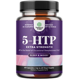 5 HTP Supplement 5-Hydroxytryptophan - 5HTP 100mg per Serving Gentle Herbal Sleep and Mood Enhancer - 5-HTP 100 mg per Serving Mood Supplement and Sleep Support Capsules from Griffonia Simplicifolia