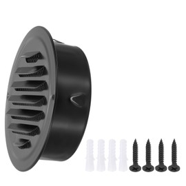 PATIKIL 5" Round Air Vent Cover, Stainless Steel Louvered Wall Inlet Outlet Grill Screen Mesh Ducting Soffit Vent with Screws for Ventilation, Black