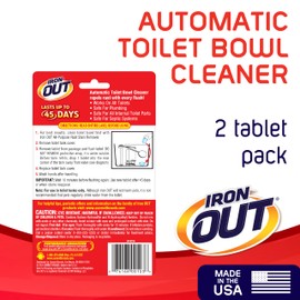 Iron OUT Automatic Toilet Bowl Cleaner Tablets, Helps Remove and Prevent Rust Stains with Every Flush, Lasts up to 45 Days, Made in the USA, 2 Tablets