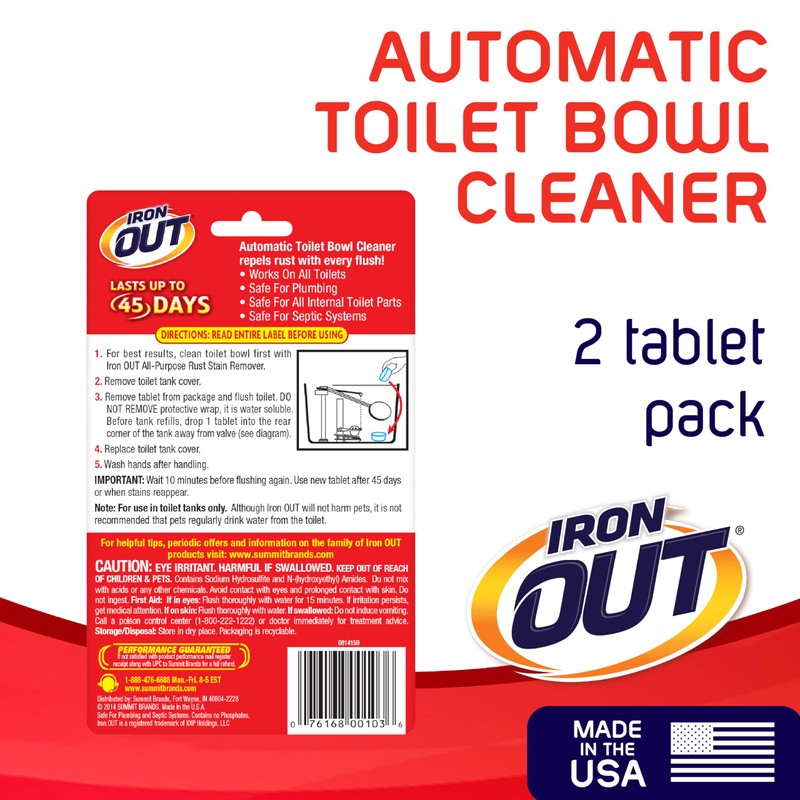 Iron OUT Automatic Toilet Bowl Cleaner Tablets, Helps Remove and