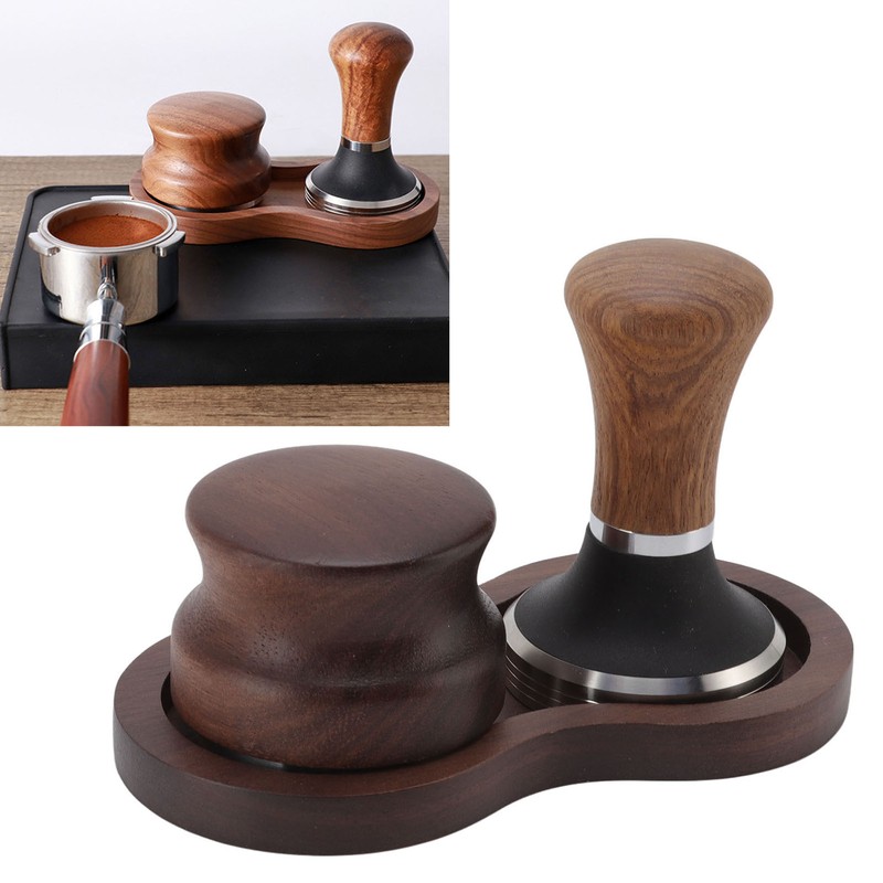 Coffee Hammer Tamping Kit Walnut Stainless Steel Tamper Distributor Set
