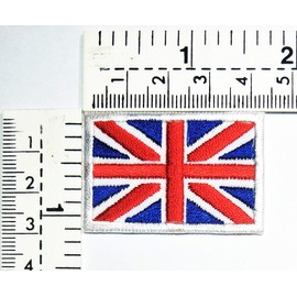 British Union Jack Flag Country Patch Size Mini 1.1X1.6 inches. National Flag Military Uniform Emblem Embroidered Embroidery Iron On Sewing Logo Jacket Polo T- Shirt Hat Backpacks (10)