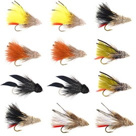 The Fly Fishing Place Streamer Fly Assortment - Guide's Choice Marabou Muddler Minnow Streamer Flies Collection - 1 Dozen Fly Fishing Flies - Sizes 4