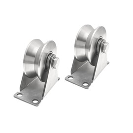 Pulley Wheel Stainless Steel V Groove Plate Casters Heavy Duty Sliding Gate Rollers with Double Ball Bearings Industrial Grade Track Roller Silent Pulley Block for Smooth and Quiet Movement 2pcs