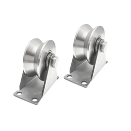 Pulley Wheel Stainless Steel V Groove Plate Casters Heavy Duty Sliding Gate Rollers with Double Ball Bearings Industrial Grade Track Roller Silent Pulley Block for Smooth and Quiet Movement 2pcs