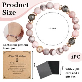 LunarCharm Natural Stone Bracelet for Women’s 70th Birthday, Unique Gift for Women, Adjustable Charm Bracelet for Mother, Grandma, Sister, in Jewellery Box