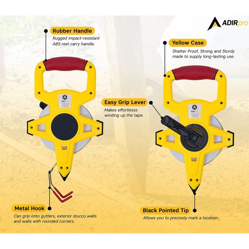 AdirPro 100 ft Fiberglass Measuring Tape | Appraiser's Tape Rule