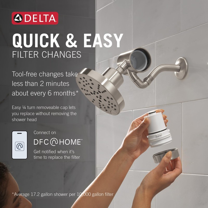 Delta Faucet Clarifi Premium Shower Filter Attachment with Filter, Hard