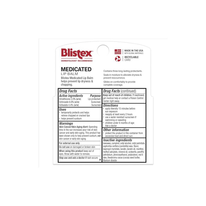 Blistex Medicated Lip Balm SPF 15, 3 Count | Paquete
