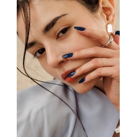 Reusable Nail Tips Modern Navy (Coffin) / 리유저블 네일팁 모던 네이비(코핀)