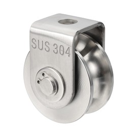 sourcing map U Groove Wheel with Bracket, Stainless Steel Track Wheel Dia.1.9" Load 660 lbs Heavy Duty Rigid Caster for Inverted Rolling Gate Industrial Machines, Silver Tone