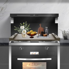 Noodle Board Stove Covers with Handles, 30x22Inch Durable Extra Thick Laminate Wood Handmade Cookware, Premium Wooden Stove Top Covers for Gas and Electric Stoves,Counter Space&Decorative Tray,Grey