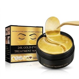 Parches para Ojos de Oro 24K - 60 pcs -Mascarillas con Colágeno y Ácido Hialurónico Reducen Ojeras, Bolsas, Hinchazón y Arrugas - Hidratantes y...    