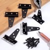 HINZIC 10Pcs 2 Inch Black T-Strap Shed Hinge, Barn Door
