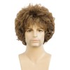 Siudus Mens Light Brown Curly Short Wig Afro Kinky Shaggy