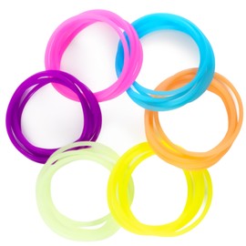 RAQEHO Hair Ties Jelly Bracelets - 80s Outfit Accessories for Women, Elastic Silicone Band for Hair and Wrist, Glow in the Dark, Neon Party Supplies, 60PCS, 6 Colors