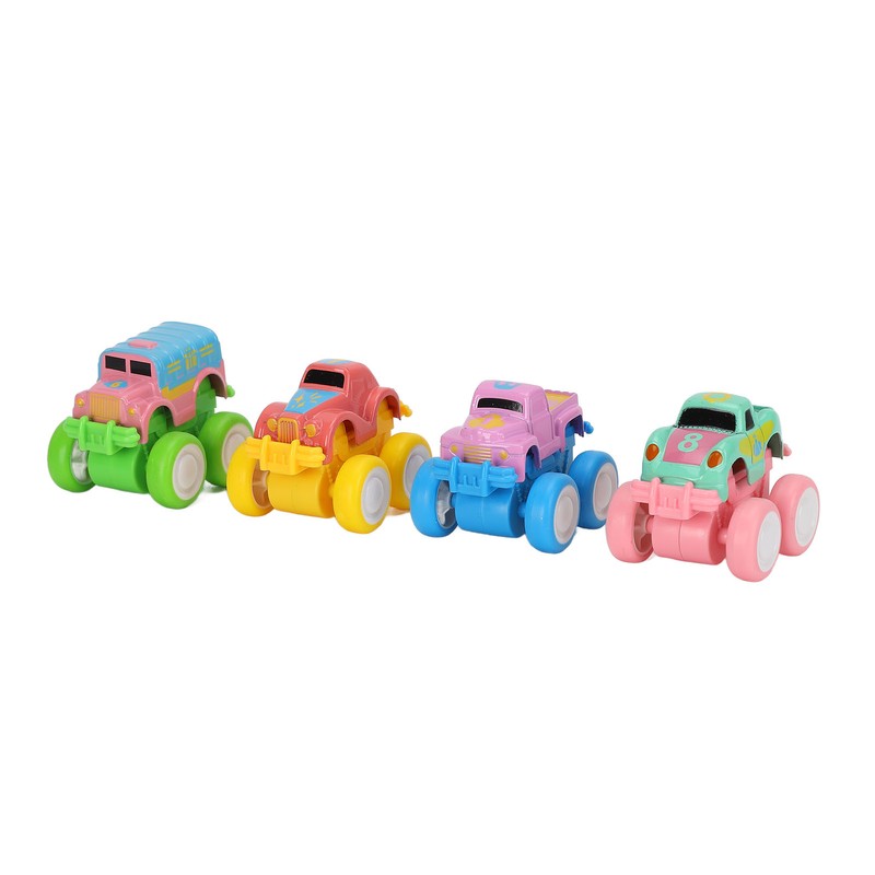 4pcs Pull Back Car Toys Cartoon Q Version Alloy Vehicle