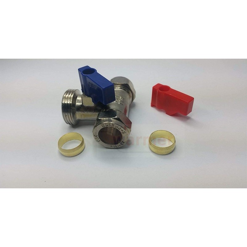 Washing Machine Tap Tee 15mm x 3/4" BSP. +2 Extra