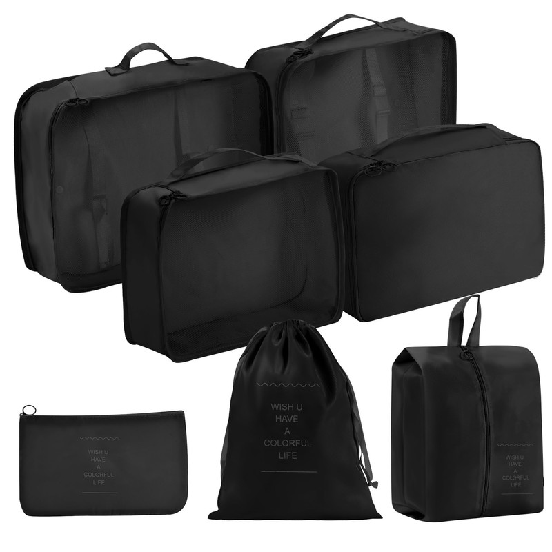 GELIMY Packing Cubes for Suitcase, 7PCS Travel Cubes Luggage Organiser