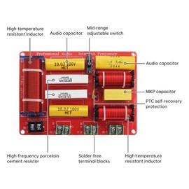 DriSentri 3 Way Crossover for Speaker, 250W 4-8 Ω Treble Alto Bass 3 Way HiFi Home Speakers Audio Frequency Divider, HiFi Speaker Crossover