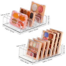 JESSCAT Palette Organizer, Plastic Bathroom Counter Organizer Beauty Blender Holder, Large Capacity Cosmetic Eyeshadow Makeup Organizer for Bathroom Vanity Counter (Transparent, S + L)