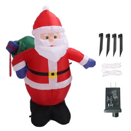 6 FT Christmas Inflatable Santa with Gift Bag, Blow Up Xmas Decorations with LEDs, Yard Decor for Indoor Outdoor Garden Lawn (US Plug)