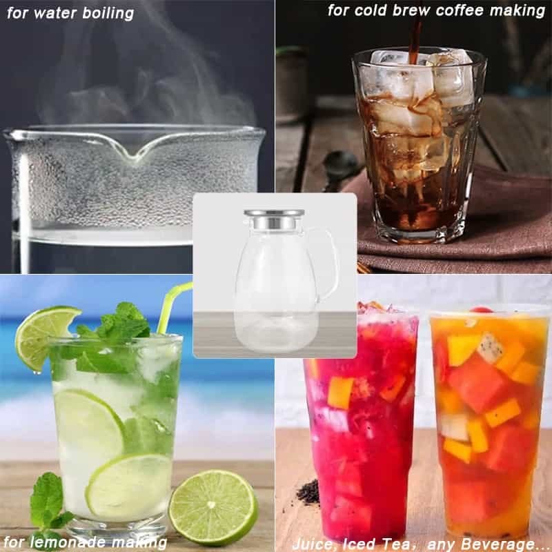 Bunhut Glass Pitcher with Lid,68 oz Water Pitcher for Hot