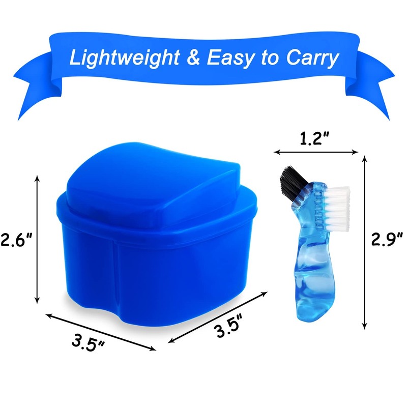 2 Pack Denture Bath Case Dental False Teeth Holder with