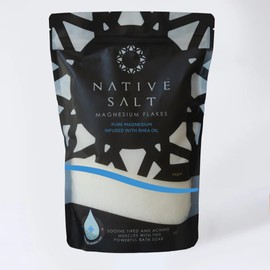 NɅTIVE SɅLT Native Salt: Pure Magnesium Bath Flakes, Infused with Shea Oil, Natural Source of Magnesium, Mineral Bath Flakes, Magnesium Recovery, Vegan & Palm-Oil Free, 1kg