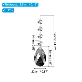 PATIKIL Teardrop Crystal Chandelier Pendants Beads, 10 Pack 125mm Length 38mm Chandelier Prisms Parts Ornaments Hanging Beads for DIY Arts Crafts Decoration, Electroplating Gray