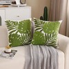 Tosleo Green Tropical Leaf Embroidered Throw Pillow Covers 18x18 Inch