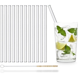 Glass Straws 12 x 20 cm Glass Straw - Budget Line - Reusable - Dishwasher Safe - Glass Drinking Straws from Germany