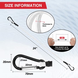 WORKPRO 24 Inch Bungee Cord with Hooks, 4 Pack Superior Rubber Heavy Duty Straps Strong Elastic Rope for Outdoor Tent, Luggage Rack, Camping, Cargo, RV, Bike, Transporting, Storage, White