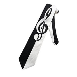 Steven Harris Men's Bold Treble Clef Neck Tie One Size Black/White