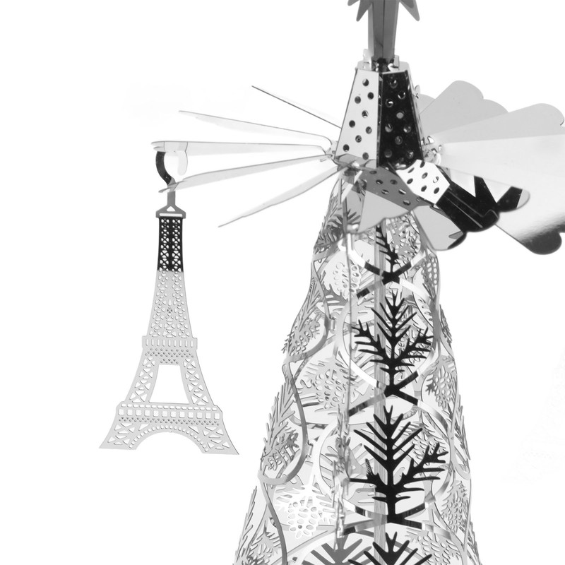 Christmas Tree Carousel Spinning Candle Holder Stainless Steel Rotary Tree