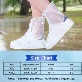 Waterproof Shoes Cover, Rain Boot Shoe Covers, Reusable Women Men PVC Rubber Sole Overshoes Galoshes Protectors for Cycling Camping Travel (XXXL, White)